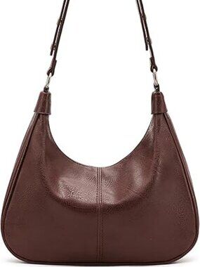 NIUEIMEE ZHOU Vegan Leather Hobo Bag Foldable Soft Crossbody Shoulder Purse